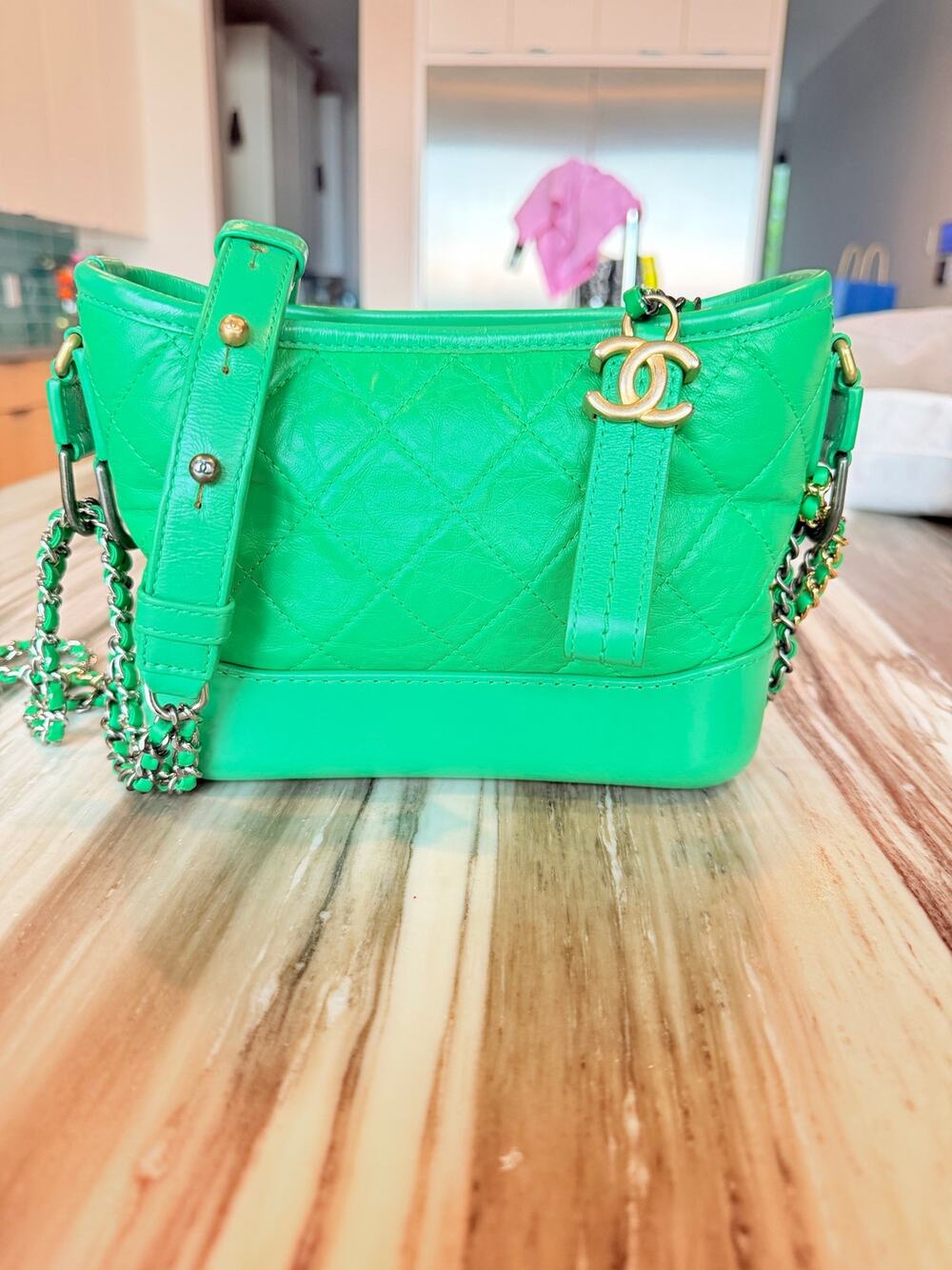 🌸 SALE $$ CHANEL Gabrielle Hobo Small Celestial Green Calfskin🌸 LegitApp coa